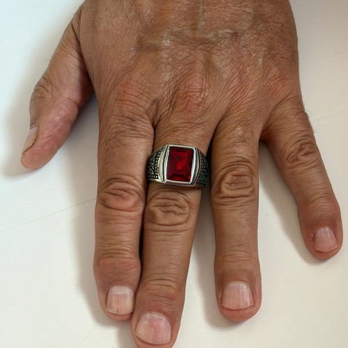 Red Stone Signet Ring size 12 brand new, 316L stainless steel