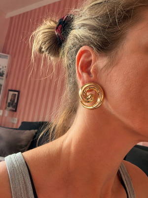 Spiral Gold Tone Statement Earrings new, lightweight
