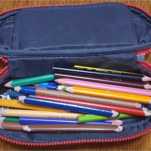 Polo pencil case 23cm like new with large colored pencils gift