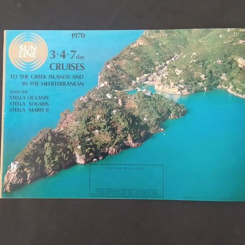 Sun Line cruise ships brochure 1970 Stella Maris Oceanis Solaris