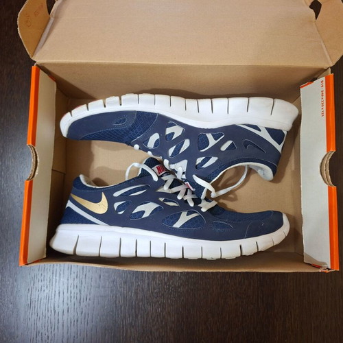 Nike Free Run+ 3 running shoes, navy blue and gold, size 46