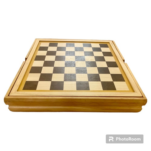 Philos wooden board game set used with chess, backgammon, tic-tac-toe