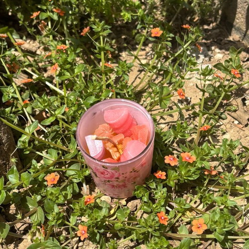 Handmade candle in glass cup new with fragrance and colors