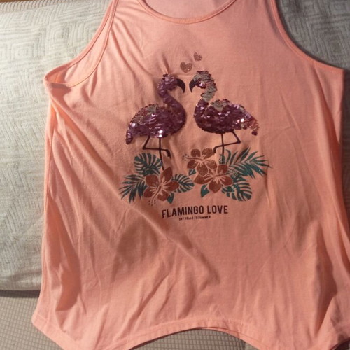 Flamingo Love Women's Tank Top like new, size L, multicolor