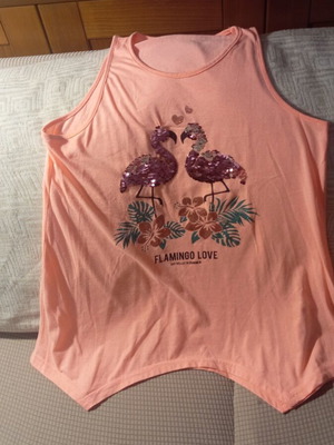 Flamingo Love Women's Tank Top like new, size L, multicolor