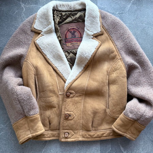 Vintage Warm Company jacket used, size M/L, leather and wool