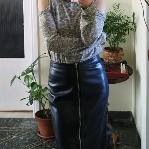 Bershka Grey Turtleneck With Cut-Out Shoulders Like New