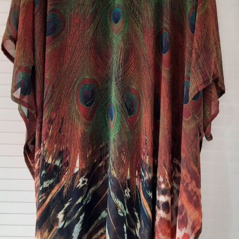 Rima Beachwear asymmetrical kaftan new, one size up to 3XL, brown and green