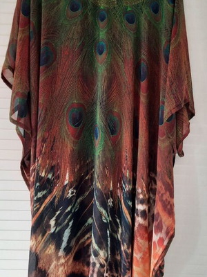 Rima Beachwear asymmetrical kaftan new, one size up to 3XL, brown and green