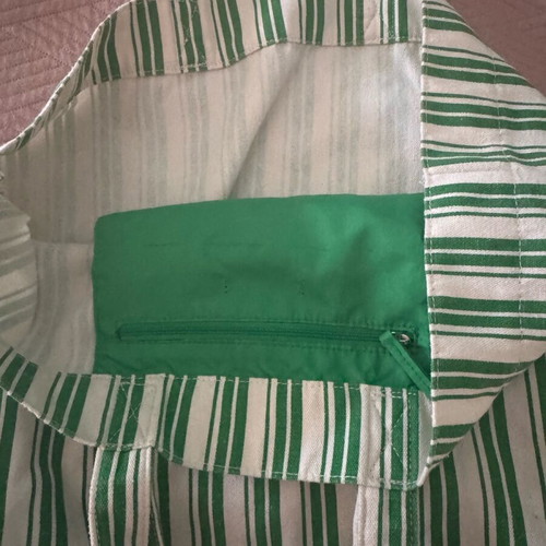 Tote beach bag H&M used, white and green shoulder bag