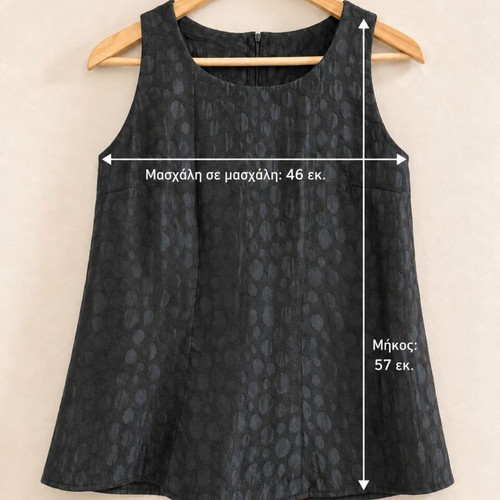 ACCESS Fashion black sleeveless top with embossed circle pattern, M
