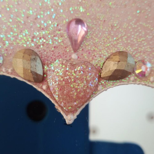 Handmade mirror with glitter and beads