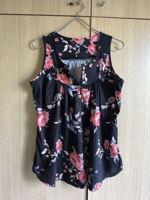 Sleeveless blouse like new, size L, blue and pink