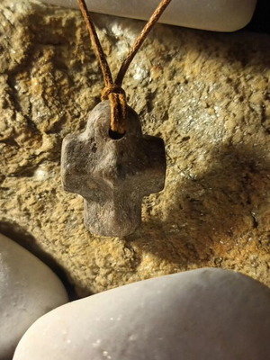 Collectible Cycladic marble and stone cross pendant, handmade