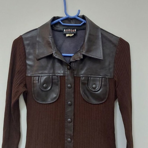 Morgan women's dress with leather, size S, like new, brown