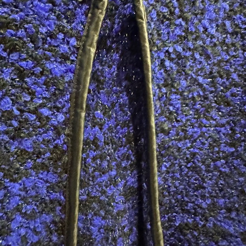 Celestino cropped cardigan used, blue with black leather details, size large
