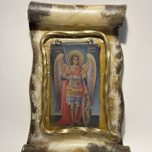 Archangel Michael Wax Icon new, handmade