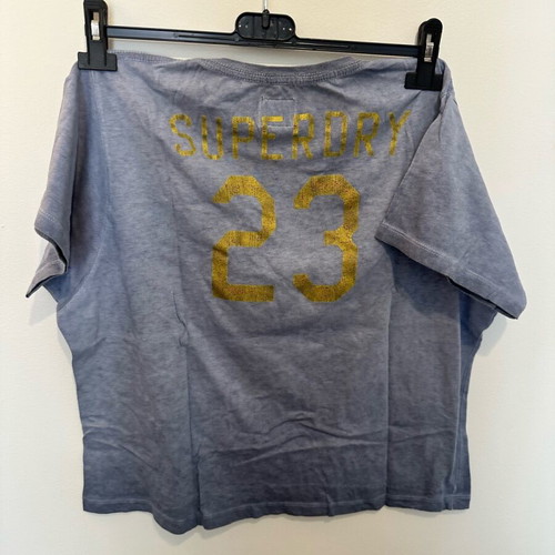 Superdry T-shirt original crop top washed blue-gray with letters size M like new