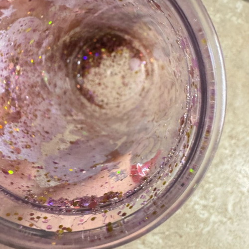 Disney glitter cup new with lid and straw holder
