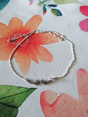 Silver 925 necklace with lovebirds and figaro chain new