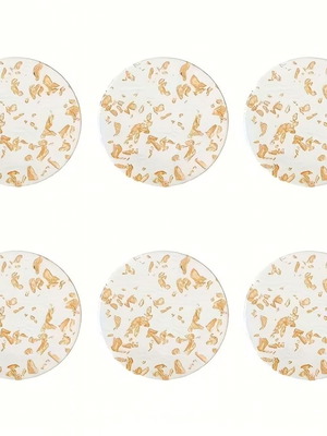 Coasters transparent with gold flakes set of 6, new
