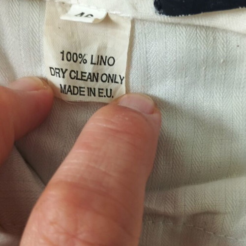 Tex men's linen pants light blue with thin white stripe like new