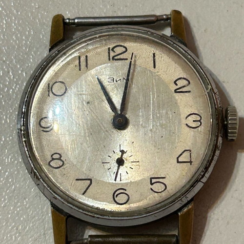 Vintage mechanical ZIM wristwatch like new, men's, white and silver