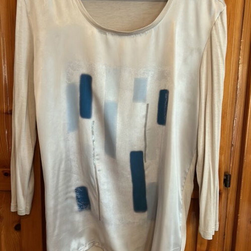 La Ligne blouse used, size L, white and blue