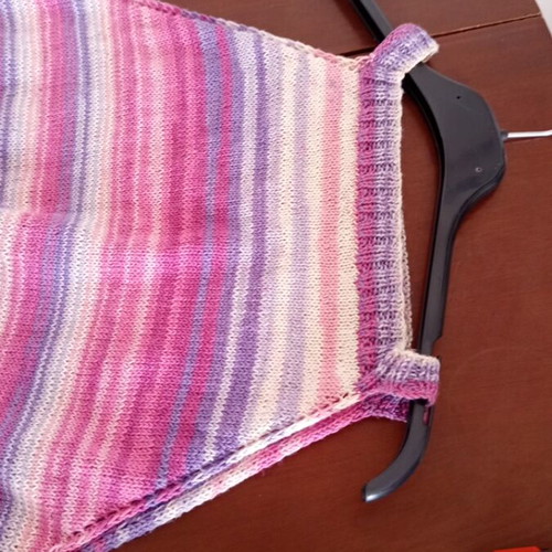 Handmade knitted summer dress cotton, size M, white and pink