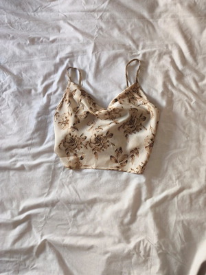 Shein satin floral top like new, beige champagne color, adjustable straps