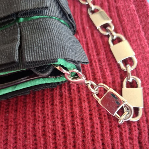 Karen Millen Black and Green Handheld Clutch Bag like new