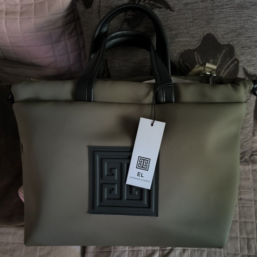 El bag large handbag with detachable strap, new, khaki color
