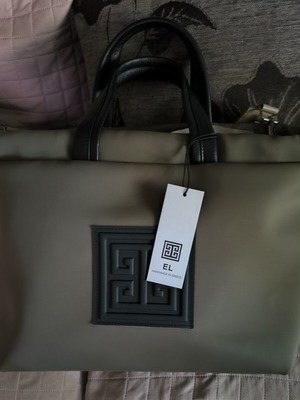 El bag large handbag with detachable strap, new, khaki color