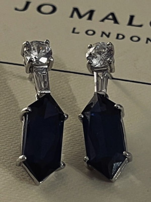 Silver 925 earrings like new with blue and white zircon stones