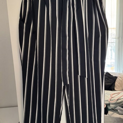 H&M high-waisted pants like new, size 38, dark blue with white stripes