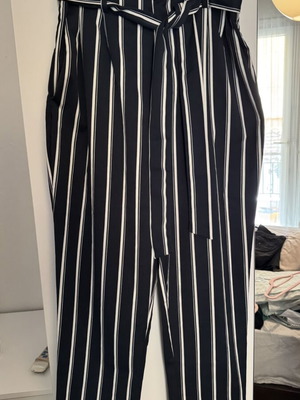 H&M high-waisted pants like new, size 38, dark blue with white stripes