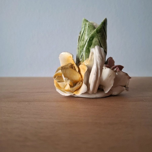 Vintage Capodimonte decorative candlestick used with porcelain flowers