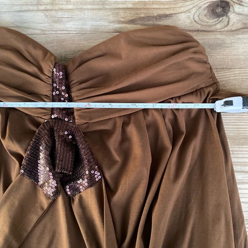 Brown strapless dress with rhinestones like new