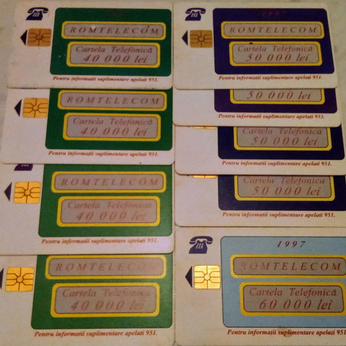 Romanian phone cards 1997, pack of 9, refurbished Romtelecom