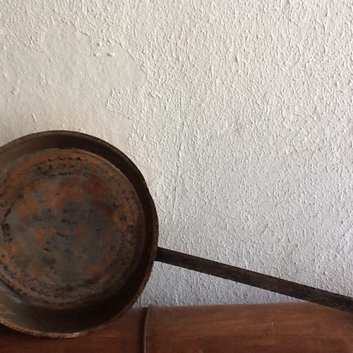 Copper cooking utensils used, large pan and deep platter