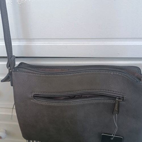 Messenger bag woman grey with fringes with defect on bottom edge