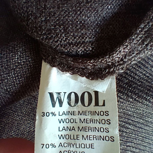 Brown men's wool cardigan L used with V-neck