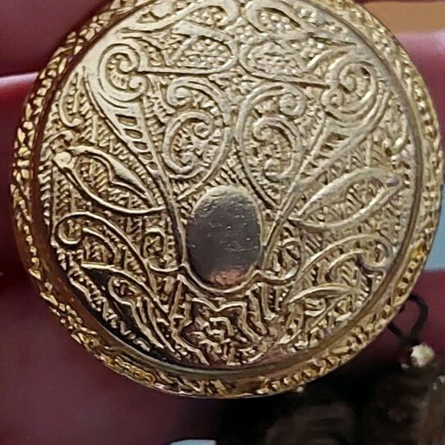 Vintage handmade boho necklace with pocket watch pendant and ceramic stones like new