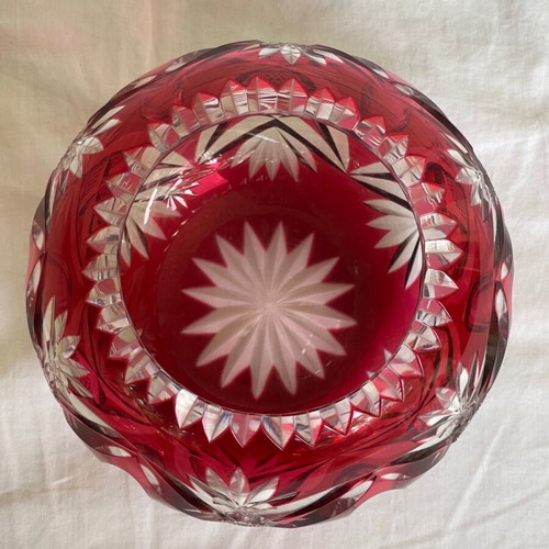 Saint-Louis crystal vase used, red antique