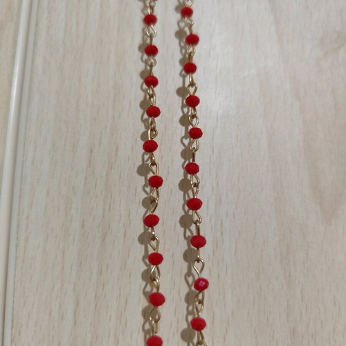 Double necklace with red beads like new