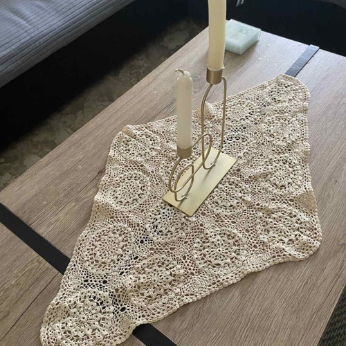 Handmade crochet table runner rhombus pattern