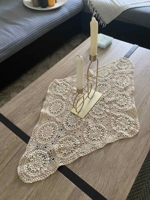 Handmade crochet table runner rhombus pattern