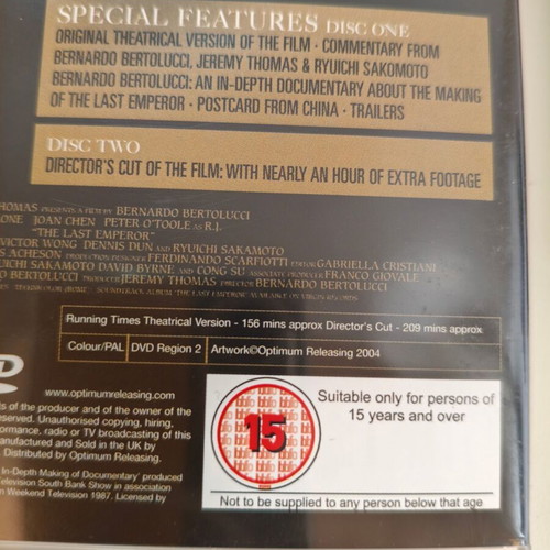 The Last Emperor DVD 2 disc special edition like new