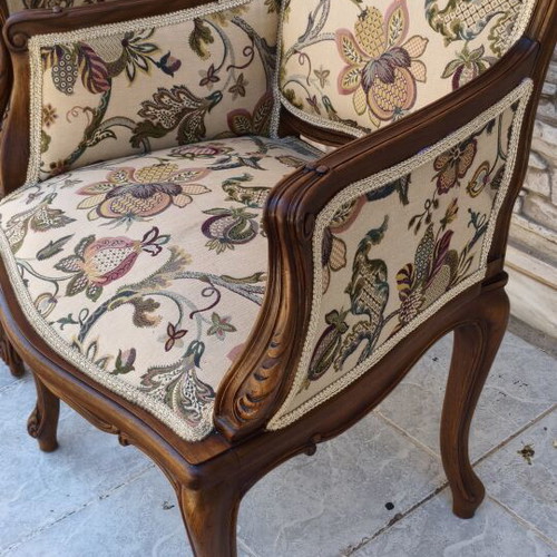 Pair of armchairs with handmade carving like new