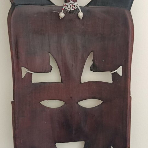 Handmade wooden African mask, carved decorative art